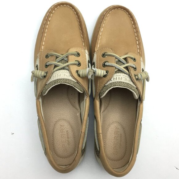 Sperry Women's Tan Leather Songfish Boat Shoes Nautical Casual size 7.5 - Picture 8 of 10